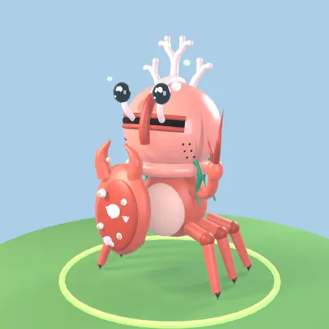 Coralknight: Fantasy Lab का जीव, दुर्लभता कम आम (3D मॉडल)